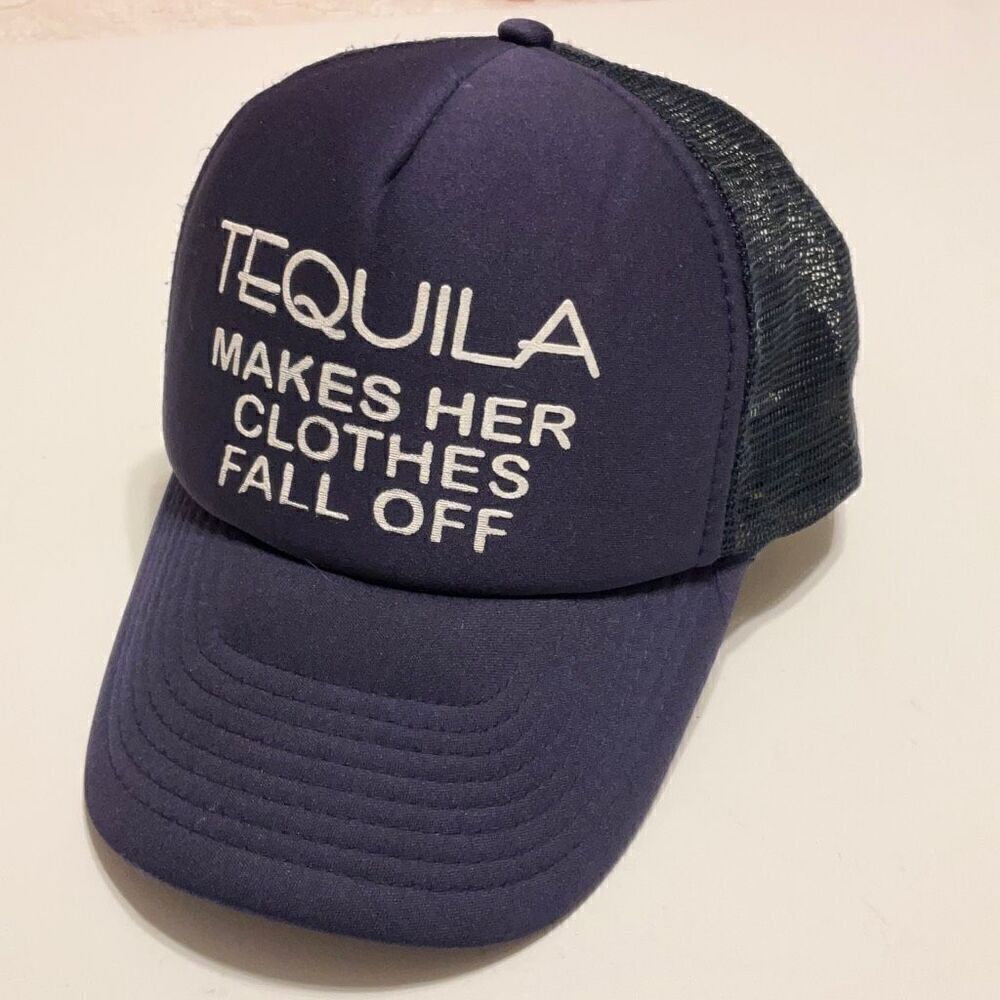 Vintage Tequila Trucker Hat, Navy Blue, One Size